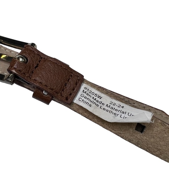 Brown Leathe Lined Square Prong Holer Thin Belt - Picture 10 of 11